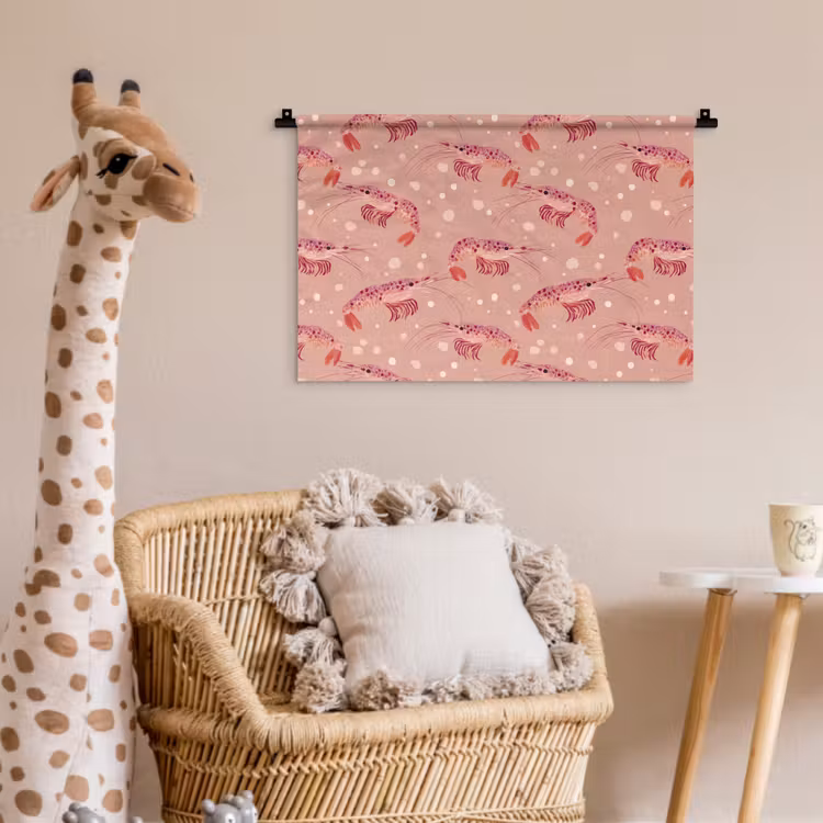 Wandkleed - Garnalen - Stippen - Roze — 5
