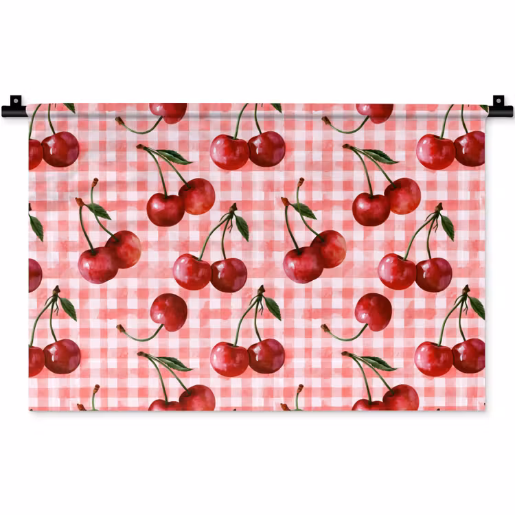 Wandkleed - Kersen - Blokken - Rood — 1