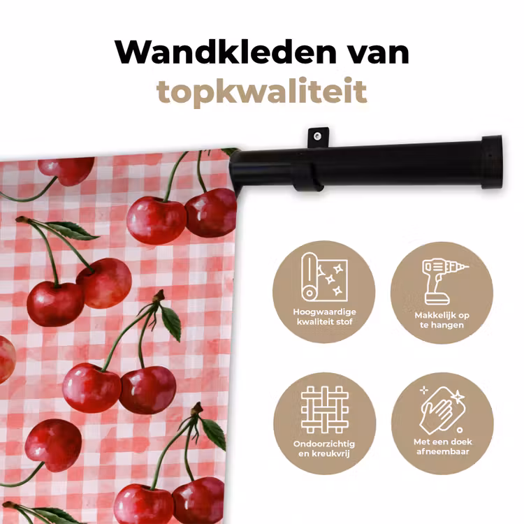Wandkleed - Kersen - Blokken - Rood — 3