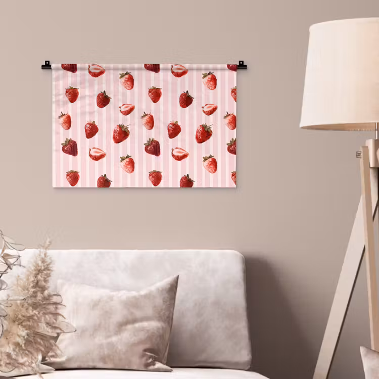 Wandkleed - Strepen - Aardbei - Roze — 2