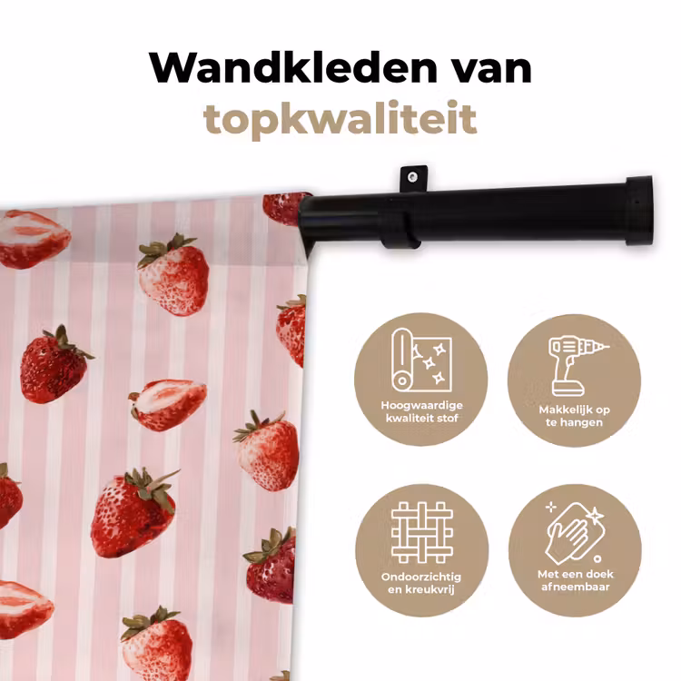 Wandkleed - Strepen - Aardbei - Roze — 3