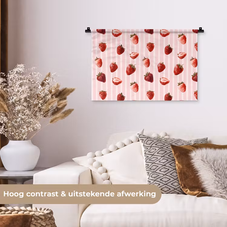 Wandkleed - Strepen - Aardbei - Roze — 4