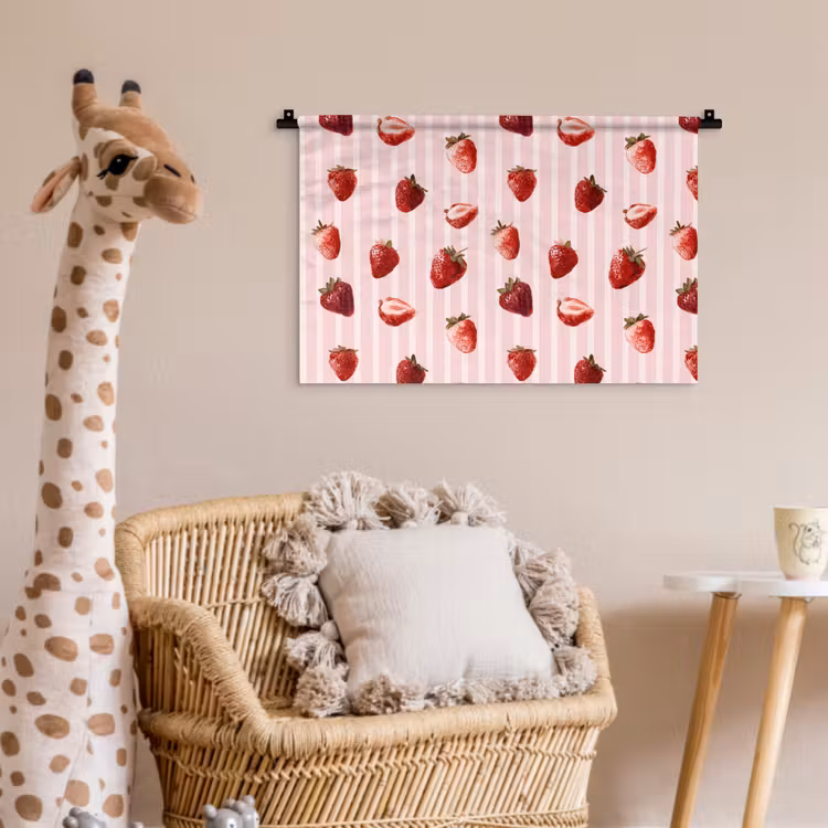 Wandkleed - Strepen - Aardbei - Roze — 5