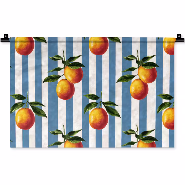 Wandkleed - Strepen - Citroen - Blauw — 1