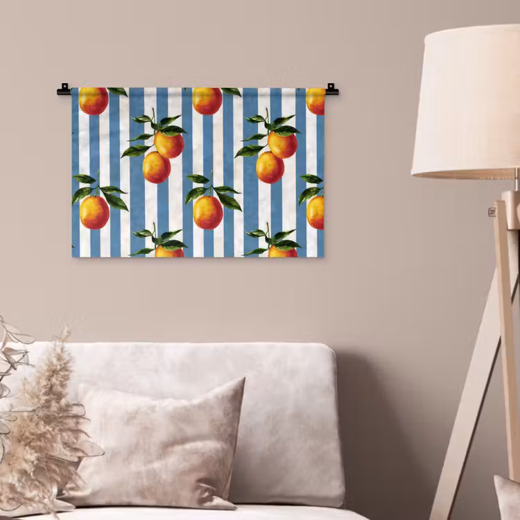 Wandkleed - Strepen - Citroen - Blauw — 2