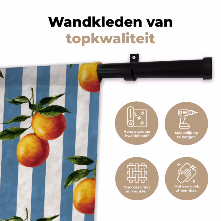 Wandkleed - Strepen - Citroen - Blauw — 3