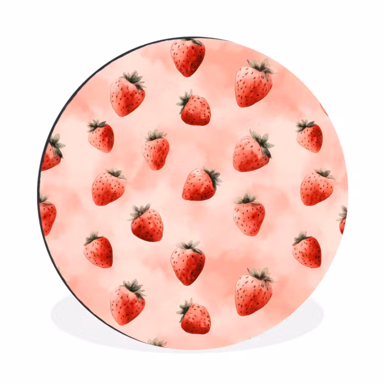 Wandcirkel - Aluminium - Aardbei - Patroon - Roze — 1