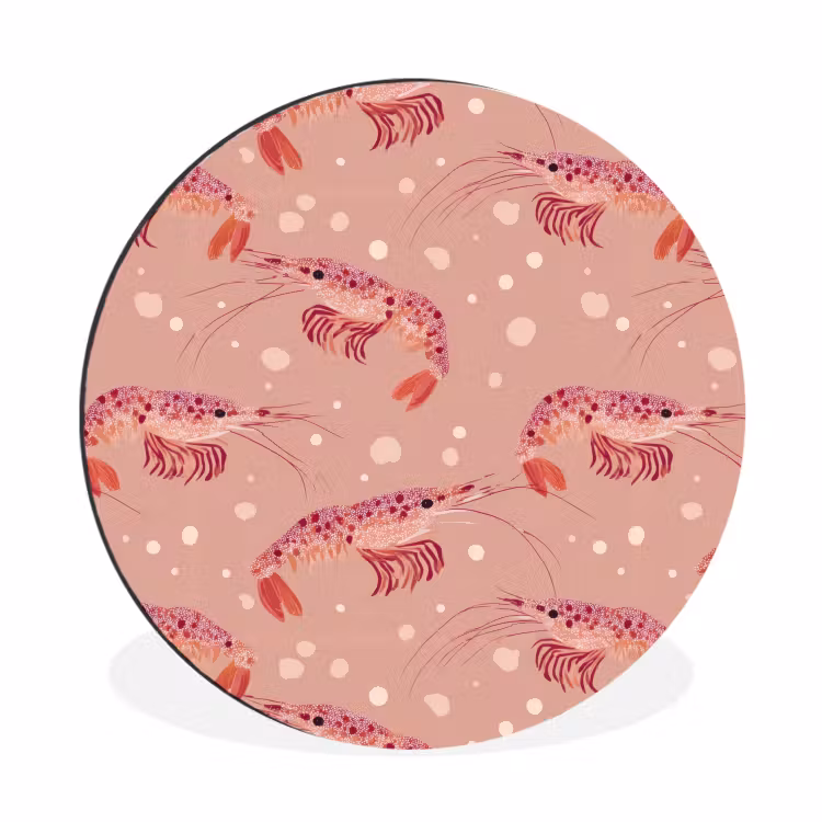 Wandcirkel - Aluminium - Garnalen - Stippen - Roze — 1