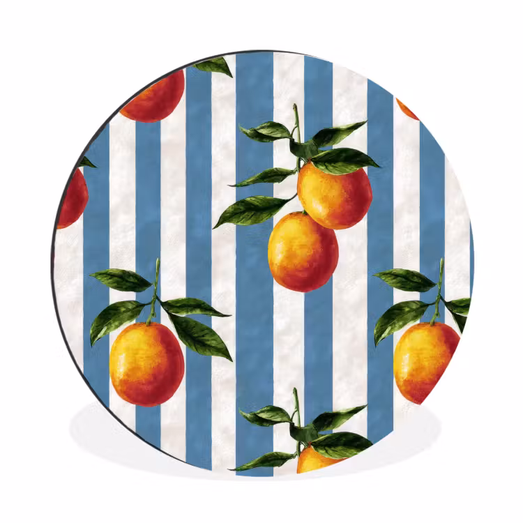 Wandcirkel - Aluminium - Strepen - Citroen - Blauw — 1