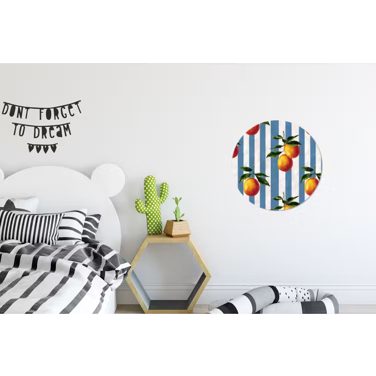 Wandcirkel - Aluminium - Strepen - Citroen - Blauw — 5