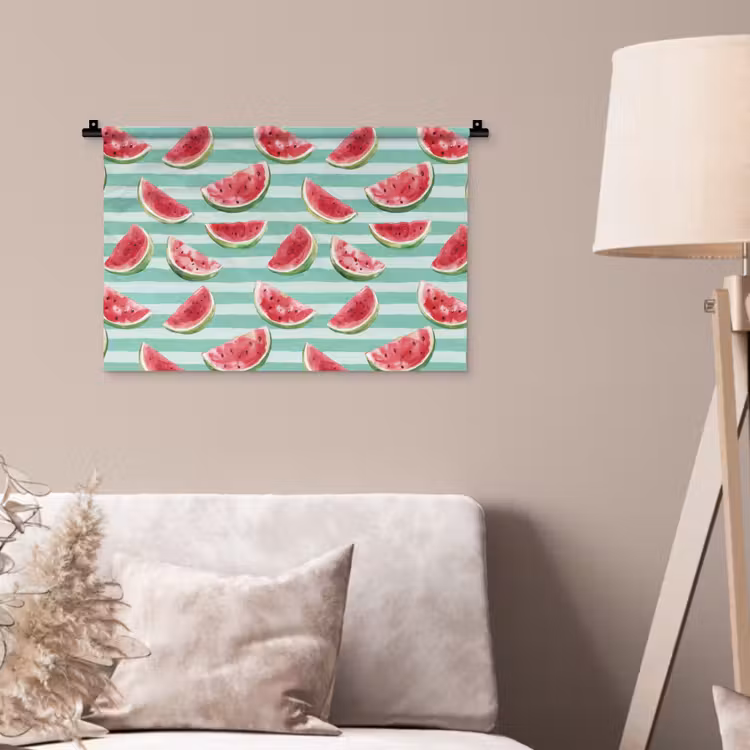 Wandkleed - Watermeloen - Strepen - Groen — 2