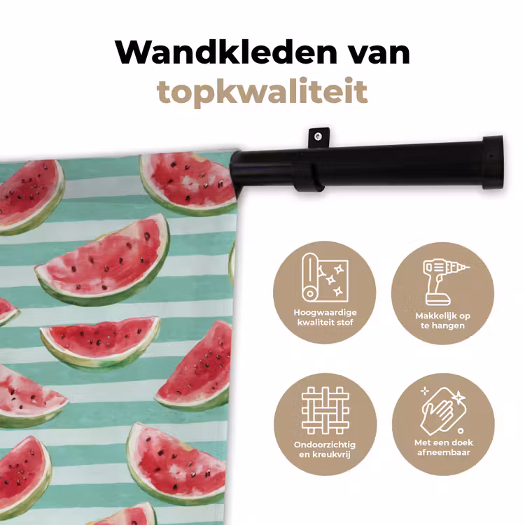 Wandkleed - Watermeloen - Strepen - Groen — 3