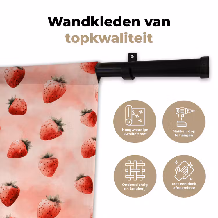 Wandkleed - Aardbei - Patroon - Roze — 3
