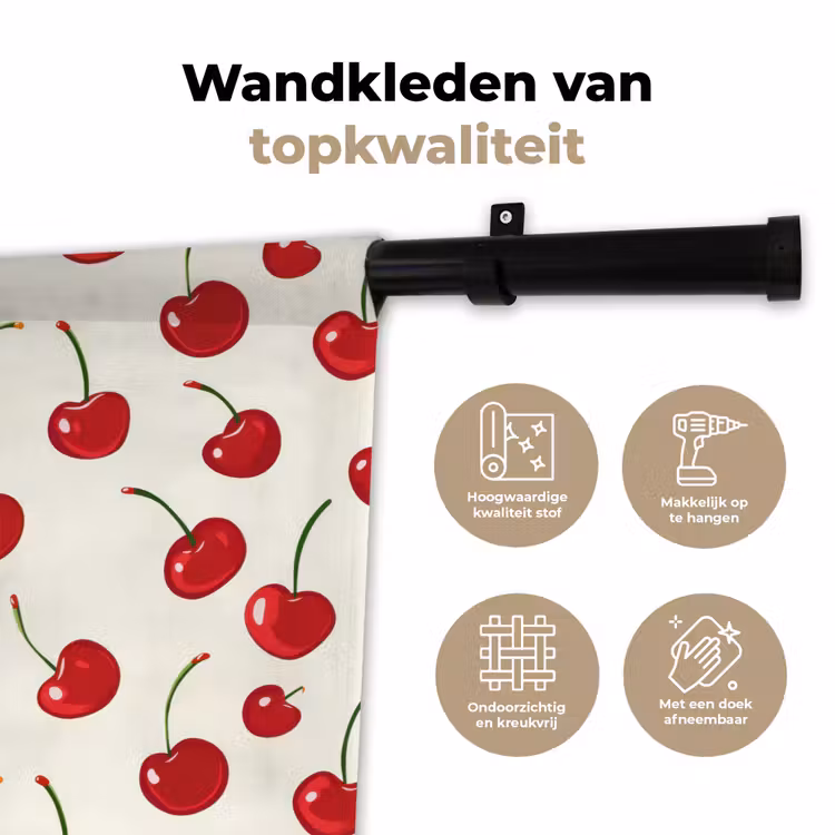 Wandkleed - Kersen - Minimalistisch - Rood — 3