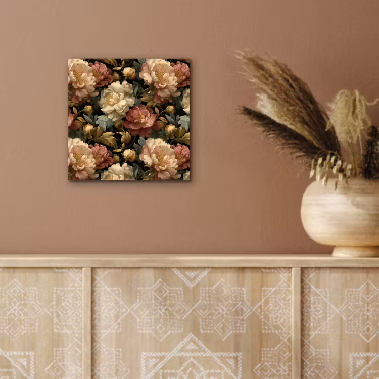 Aluminium schilderij - Bloemen - Barok - Patroon - Roze - Crème — 5