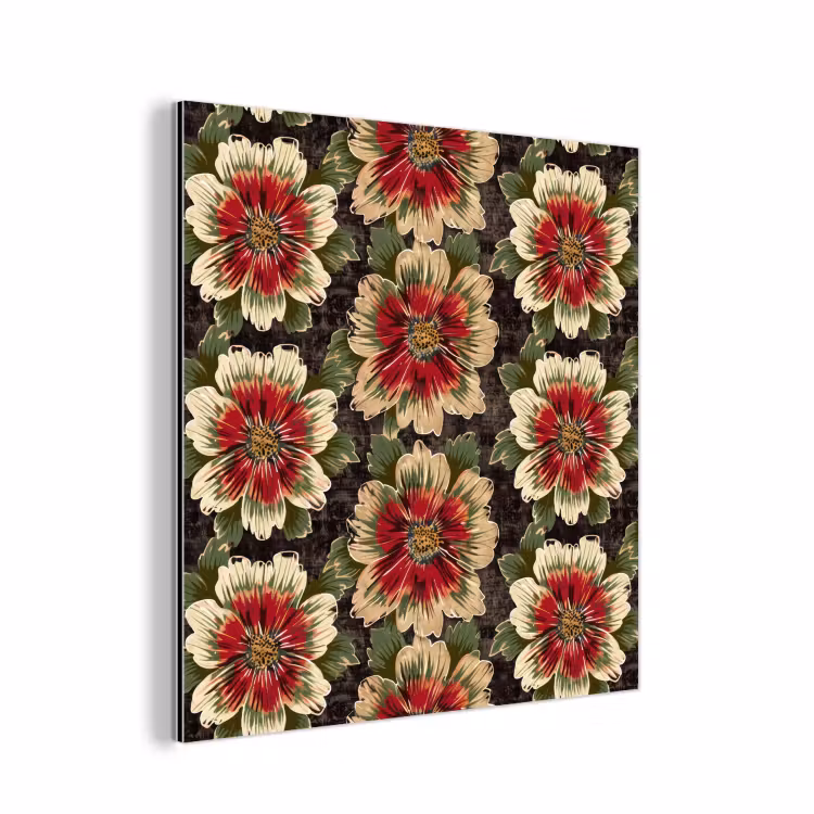 Aluminium schilderij - Bloemen - Klassiek - Patroon - Rood — 1