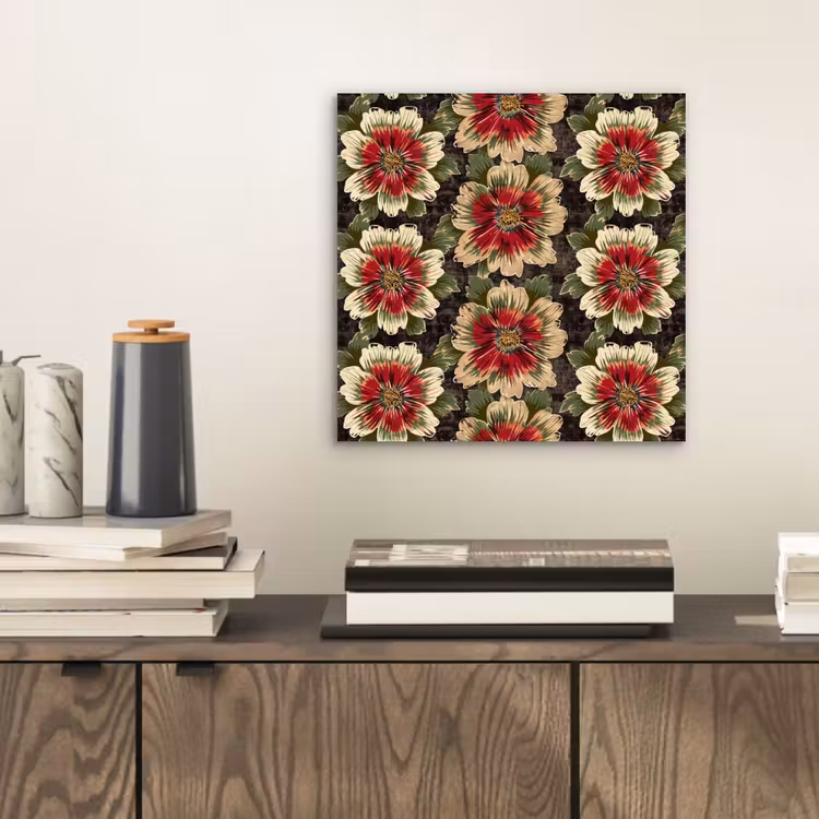 Aluminium schilderij - Bloemen - Klassiek - Patroon - Rood — 2