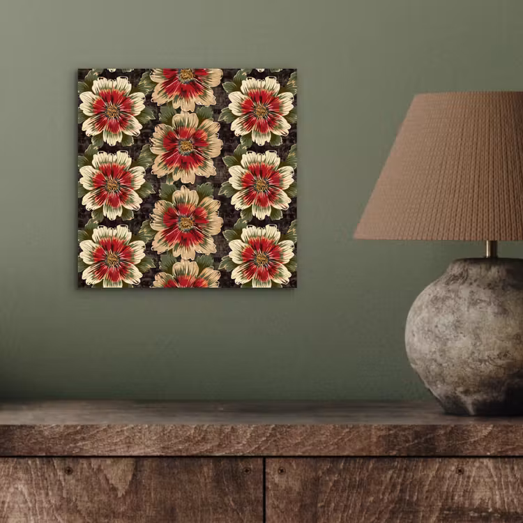 Aluminium schilderij - Bloemen - Klassiek - Patroon - Rood — 3