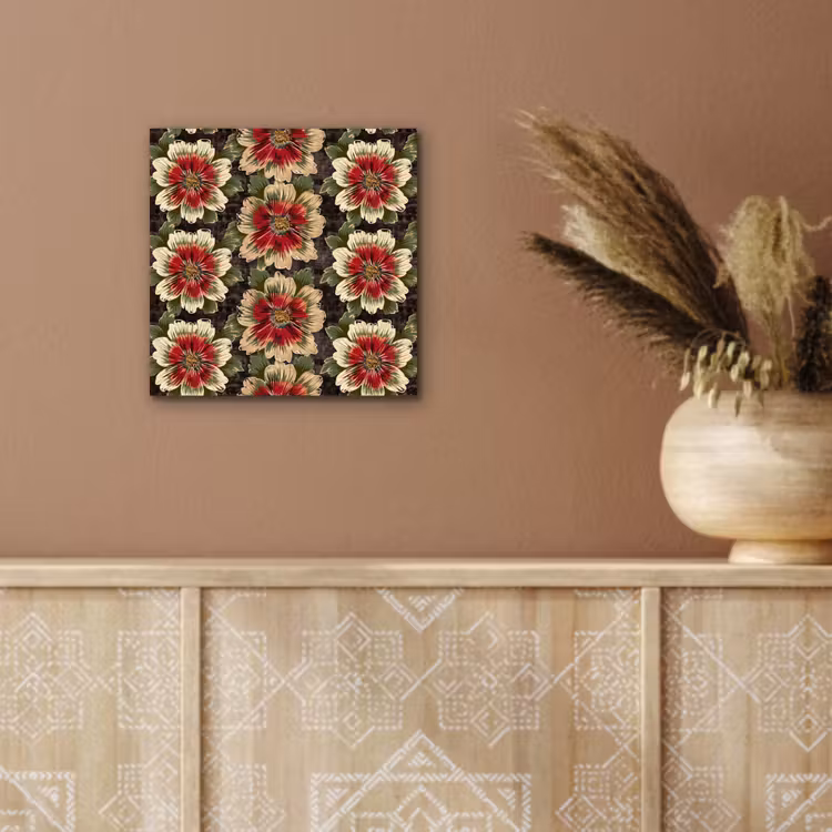 Aluminium schilderij - Bloemen - Klassiek - Patroon - Rood — 5
