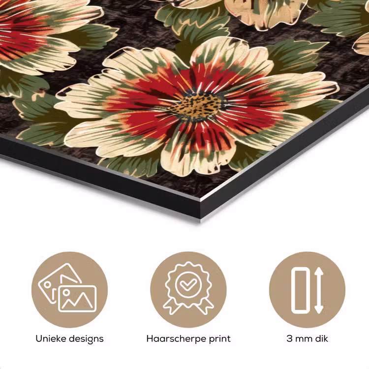 Aluminium schilderij - Bloemen - Klassiek - Patroon - Rood — 7