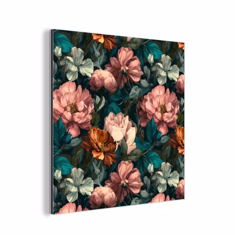 Aluminium schilderij - Bloemen - Schilderachtig - Patroon - Roze — 1
