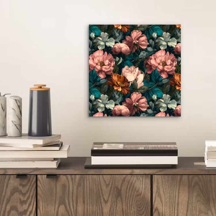 Aluminium schilderij - Bloemen - Schilderachtig - Patroon - Roze — 2
