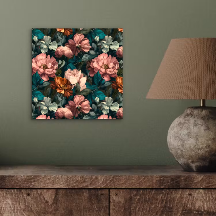 Aluminium schilderij - Bloemen - Schilderachtig - Patroon - Roze — 3