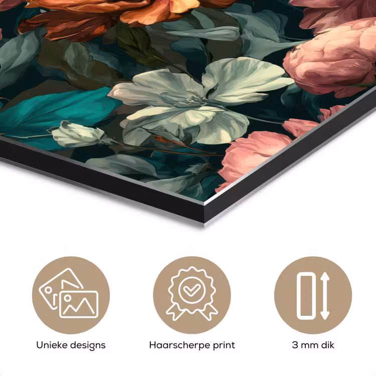 Aluminium schilderij - Bloemen - Schilderachtig - Patroon - Roze — 7