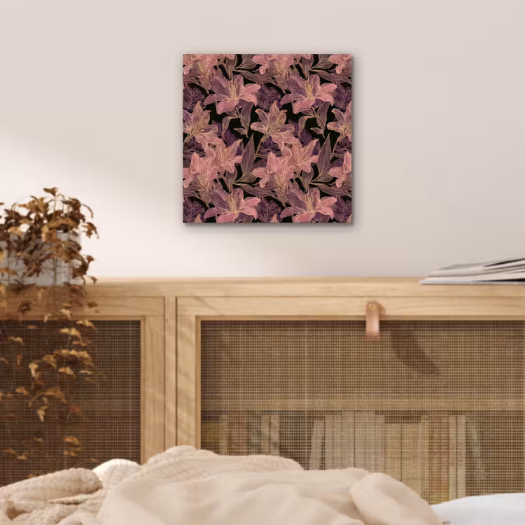 Aluminium schilderij - Lelies - Patroon - Paars - Goud — 4