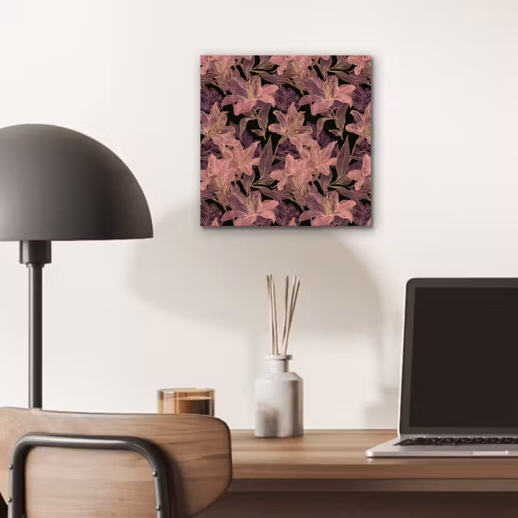 Aluminium schilderij - Lelies - Patroon - Paars - Goud — 6