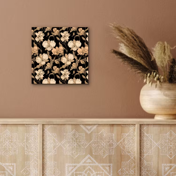 Aluminium schilderij - Orchideeën - Lijntekening - Patroon - Beige - Zwart — 5