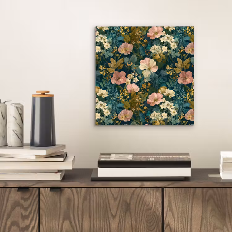 Aluminium schilderij - Wilde bloemen - Botanisch - Patroon - Roze - Romantisch — 2