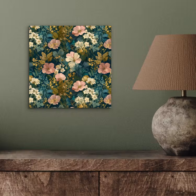 Aluminium schilderij - Wilde bloemen - Botanisch - Patroon - Roze - Romantisch — 3