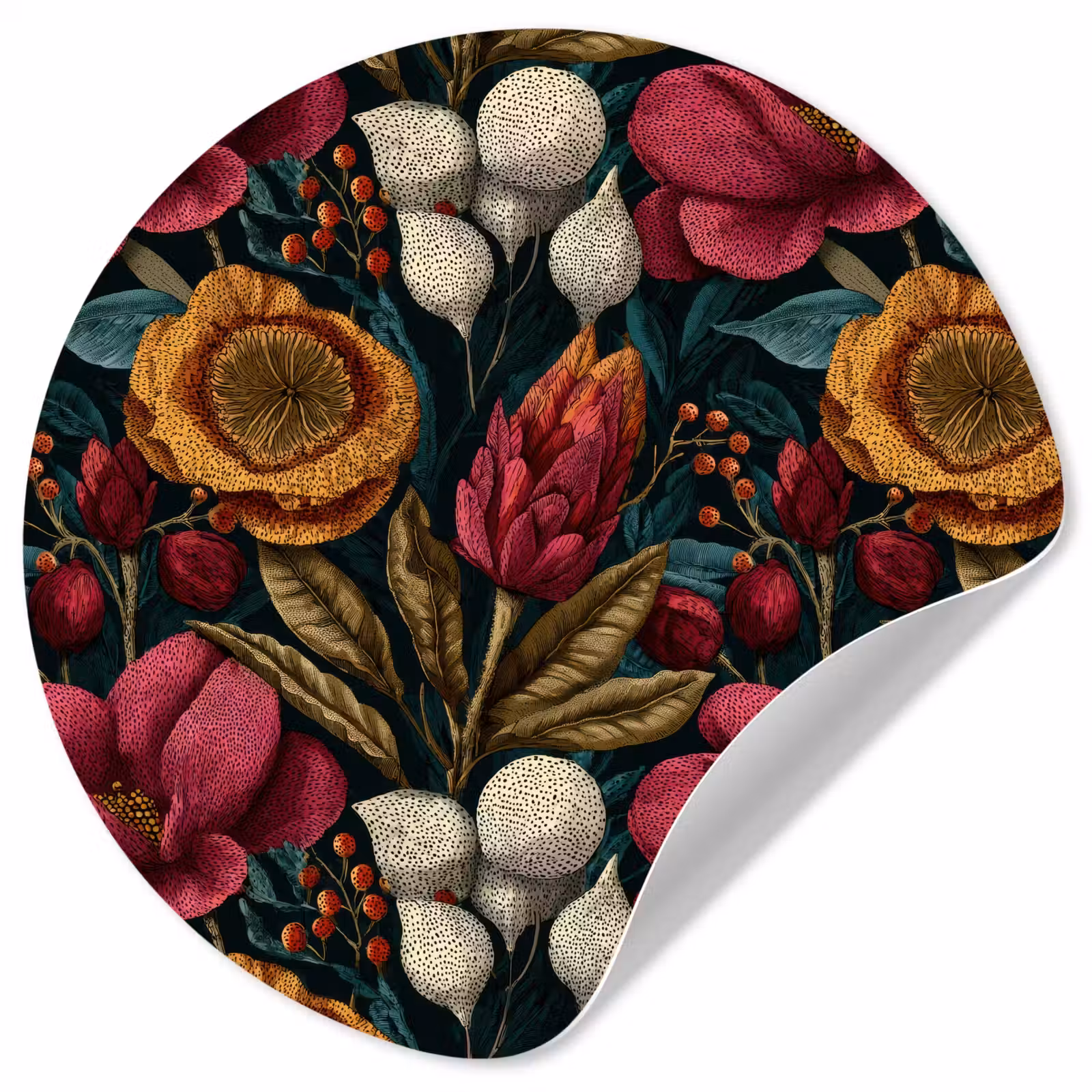 Behangcirkel - Bloemen - Patroon - Rood - Goud — 1