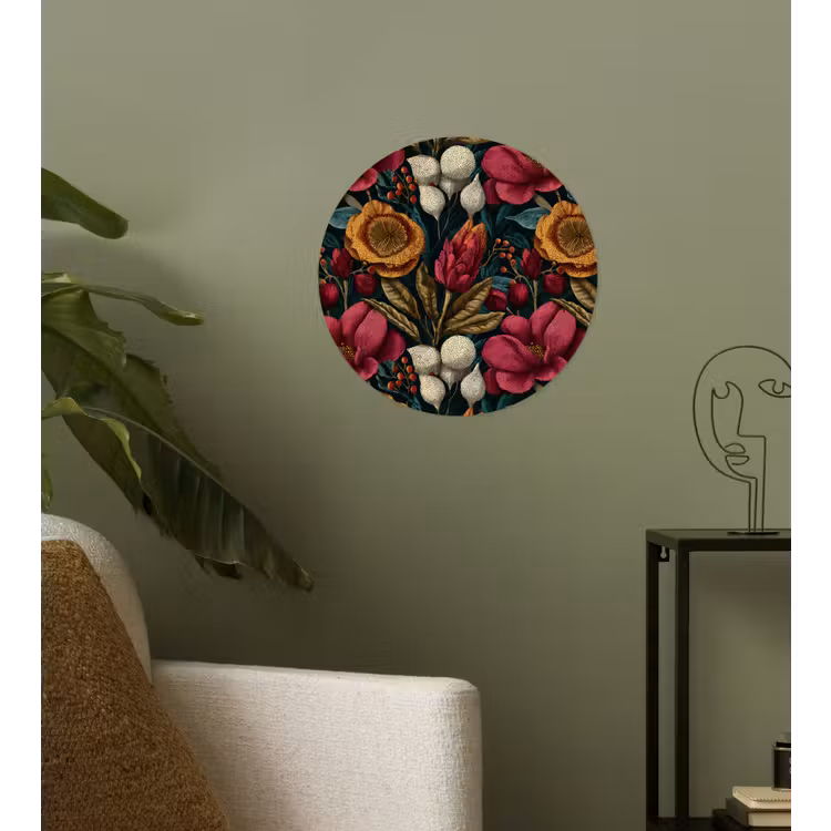 Behangcirkel - Bloemen - Patroon - Rood - Goud — 3
