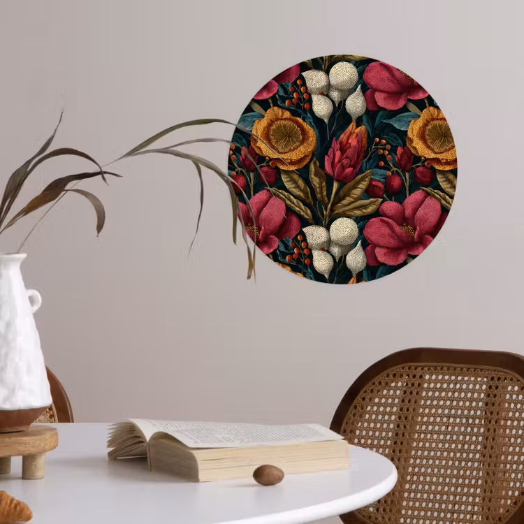 Behangcirkel - Bloemen - Patroon - Rood - Goud — 4