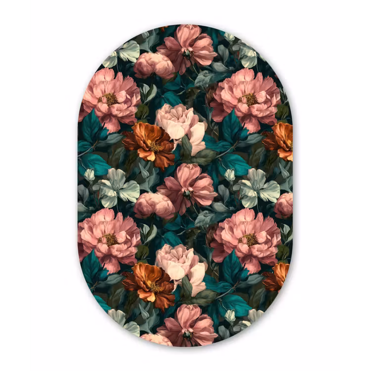 Muurovaal aluminium - Bloemen - Schilderachtig - Patroon - Roze — 1