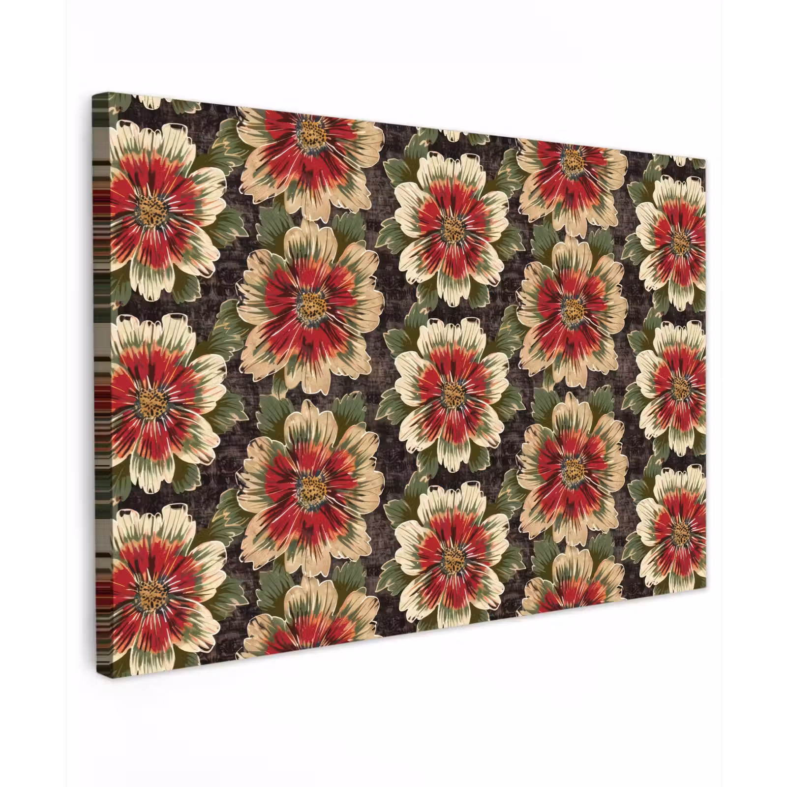 Buiten canvas - Bloemen - Klassiek - Patroon - Rood — 1