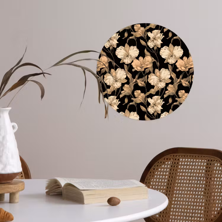 Behangcirkel - Orchideeën - Lijntekening - Patroon - Beige - Zwart — 4