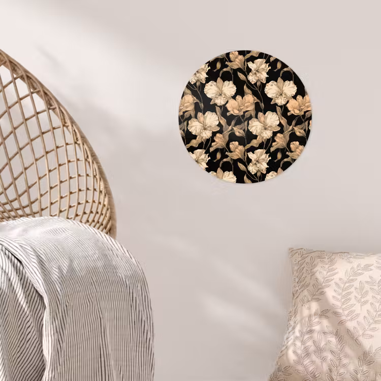 Behangcirkel - Orchideeën - Lijntekening - Patroon - Beige - Zwart — 5