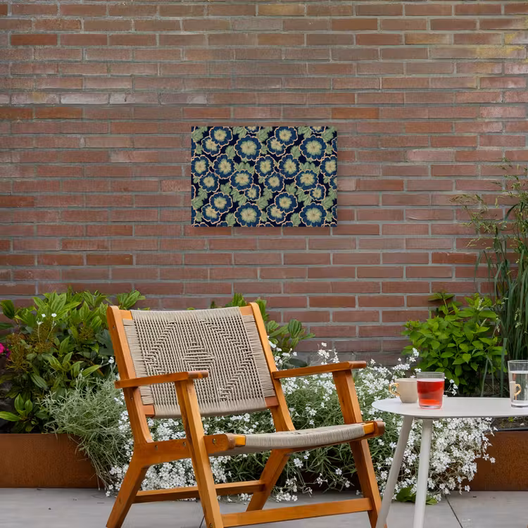 Buiten canvas - Bloemen - Borduurwerk - Patroon - Blauw - Groen — 2