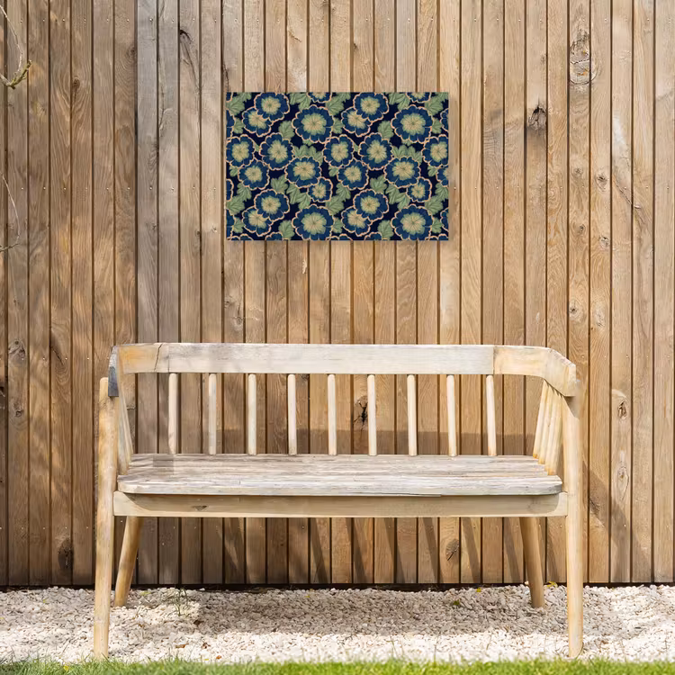 Buiten canvas - Bloemen - Borduurwerk - Patroon - Blauw - Groen — 3