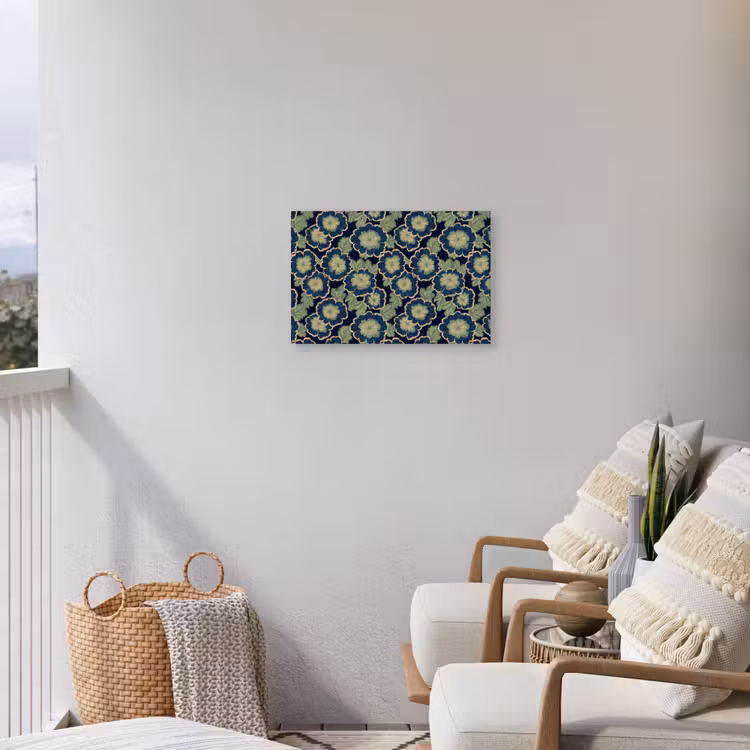 Buiten canvas - Bloemen - Borduurwerk - Patroon - Blauw - Groen — 4
