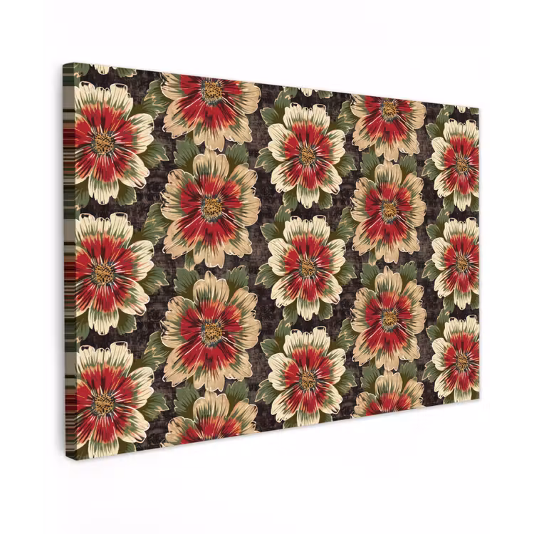 Buiten canvas - Bloemen - Klassiek - Patroon - Rood — 1