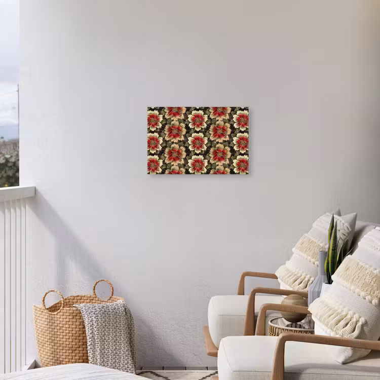 Buiten canvas - Bloemen - Klassiek - Patroon - Rood — 4