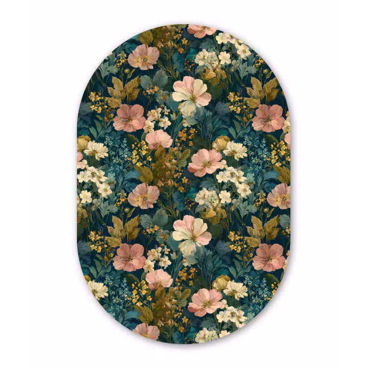 Muurovaal - Kunststof - Wilde bloemen - Botanisch - Patroon - Roze - Romantisch — 3