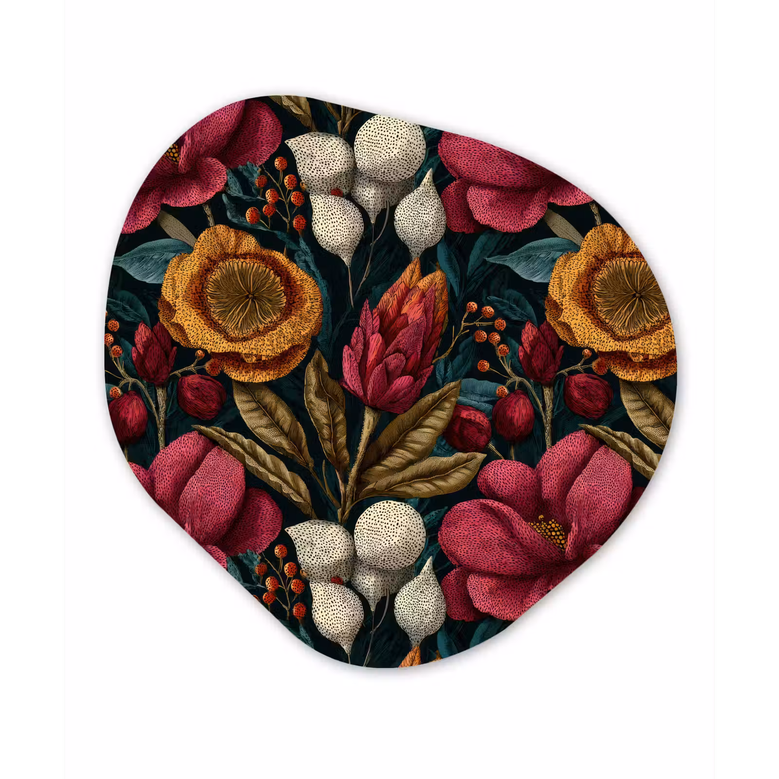 Organische schilderij - Aluminium - Bloemen - Patroon - Rood - Goud — 1