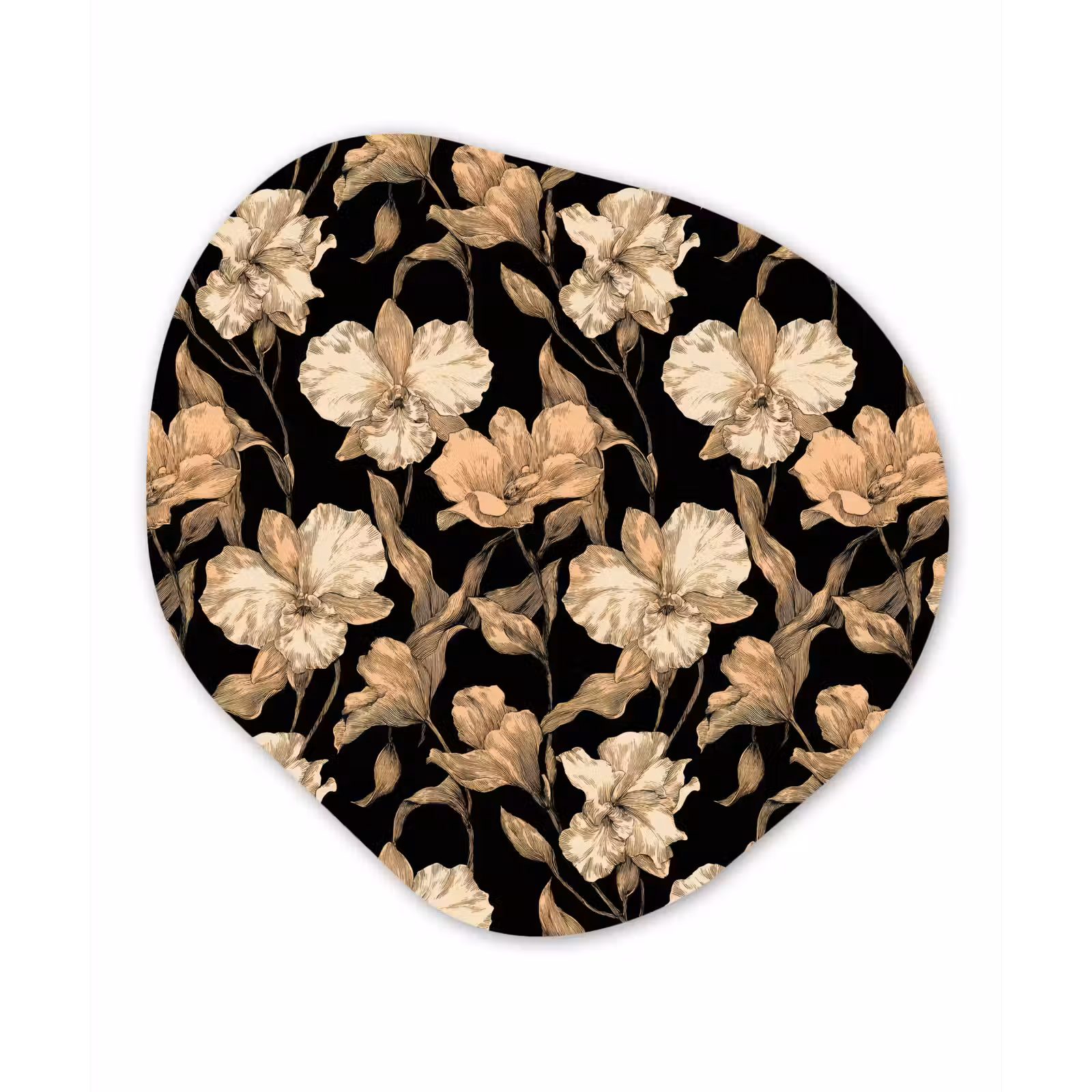 Organische schilderij - Aluminium - Orchideeën - Lijntekening - Patroon - Beige - Zwart — 1