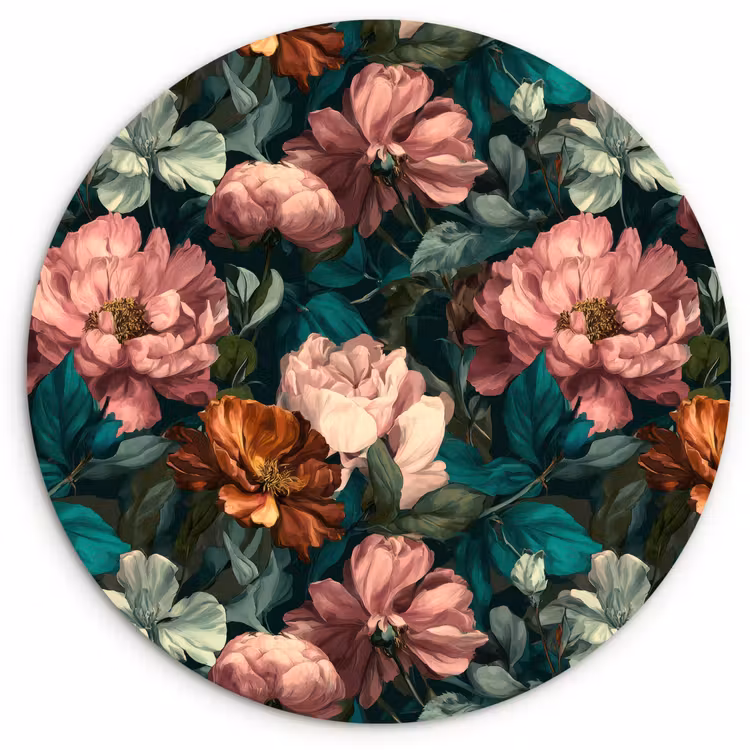 Muurcirkel - Bloemen - Schilderachtig - Patroon - Roze — 1