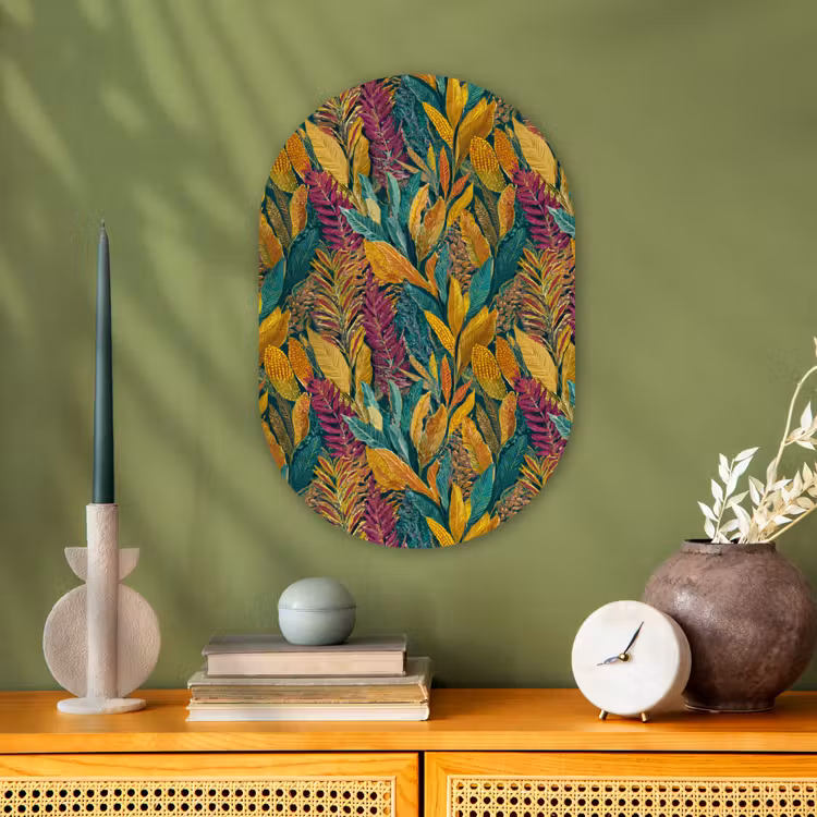 Muurovaal - Kunststof - Tropische - Botanisch - Patroon - Kleurrijk - Exotisch — 1